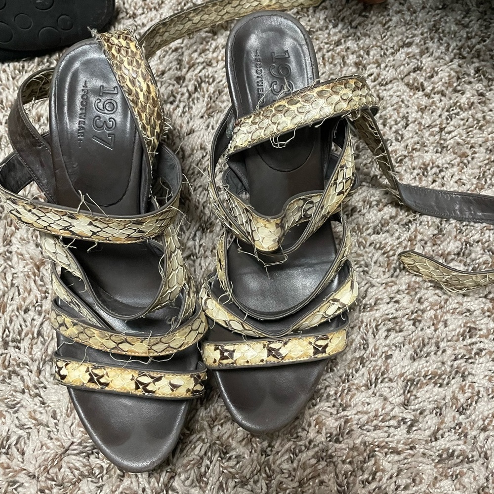 1937 footwear snake print straps heels 8